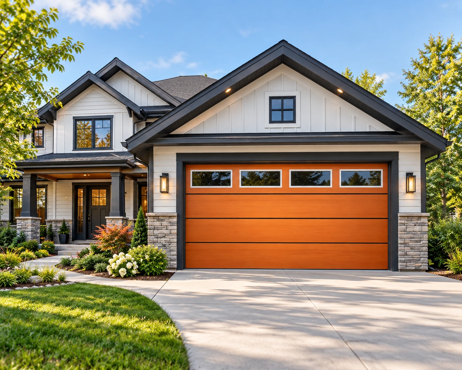 Modern residential garage exterior