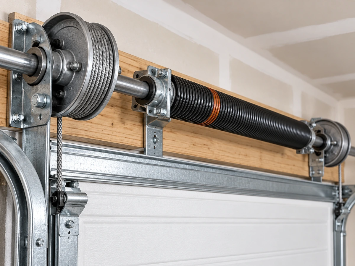 Garage door torsion spring and hardware